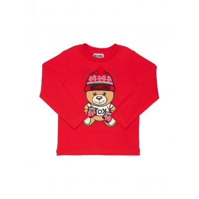 Moschino Kids' Toy Christmas Cotton Jersey T-shirt In Red Size 4A - 8A