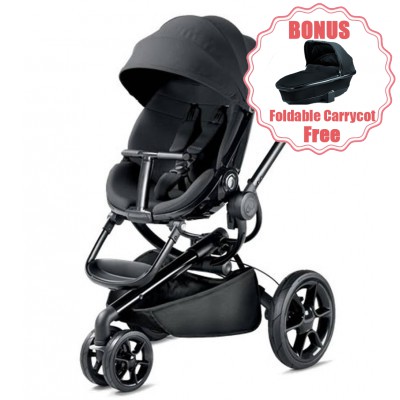 Quinny Moodd Stroller Black Devotion FREE CARRYCOT with Free Carrycot