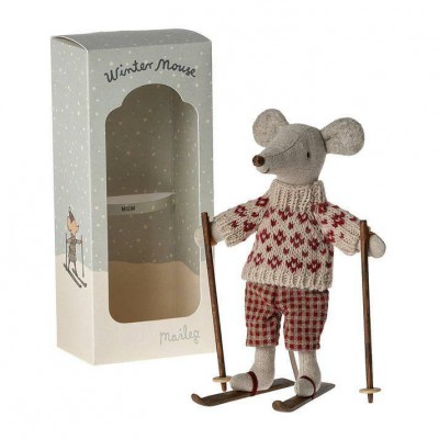 maileg winter mouse with ski mum