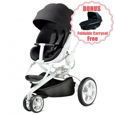 Quinny Moodd Stroller Black Irony + Capsule Combo Travel System  with free carrycot