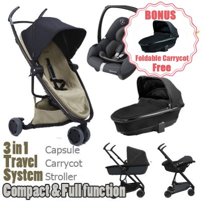 Quinny Zapp Flex Black on Sand + Capsule Combo Travel System with Free Carrycot