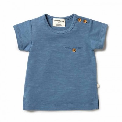 Wilson & Frenchy Organic Pocket Top Anchor Blue Size 0M - 18M