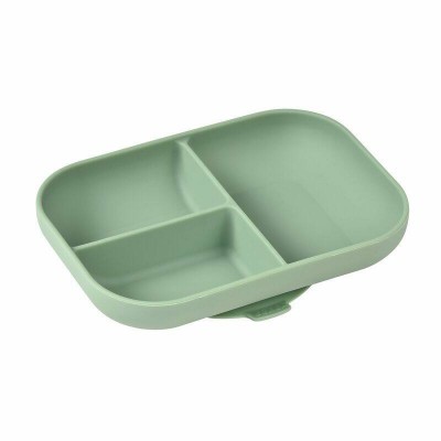 Beaba Silicone Suction Divided Plate Sage Green