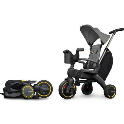 Doona Liki Trike S3 Compact Folding Trike with Pushing Handle in Grey Hound Exclusive Color