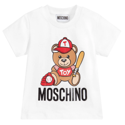 Moschino White Cotton Baseball Teddy T-Shirt Size 4A 5A 6A 8A