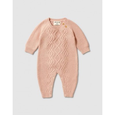 Wilson & Frenchy SS23 Knitted Cable Growsuit Rose