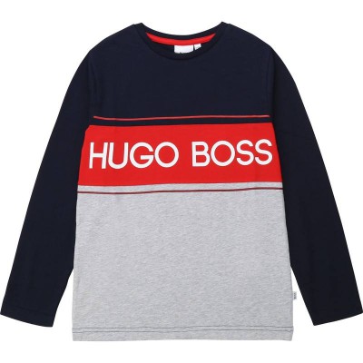 Hugo Boss LS Tee-shirt - Navy Grey Size 4Y 5Y 6Y 8Y 10Y