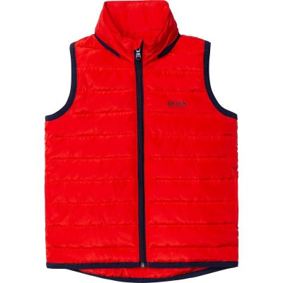 Hugo Boss Puffer Jacket Sleeveless Bright Red Size 6A - 12A