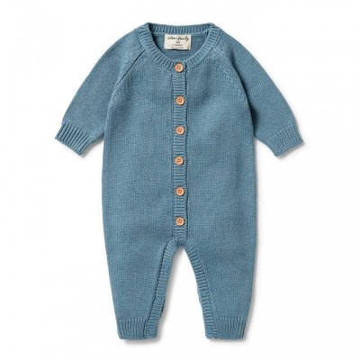 Wilson & Frenchy SS23 Knitted Button Growsuit Bluestone