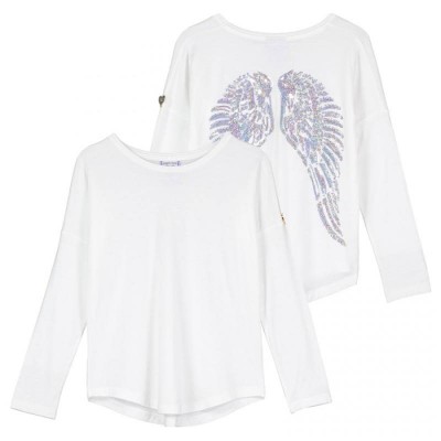 Angels Face Long Slv Sequin Slouch Top White size 2-11