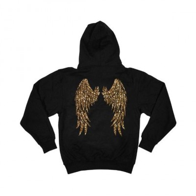 Angels Face Sequin Wings Hoody Black  size 2-4