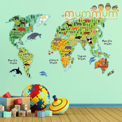 Room mates Kids World Map Peel Wall Decals@Pre-order