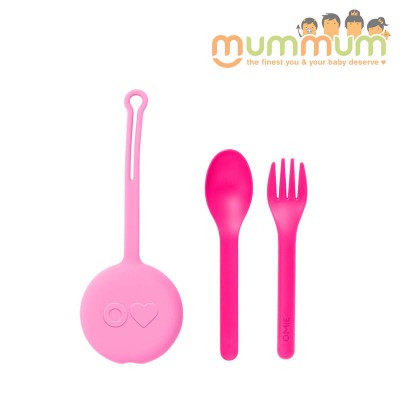 Omie Fork Spoon Pod Set Bubble Pink