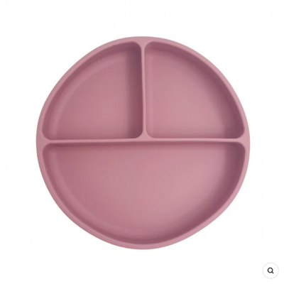 Petite Eats Silicone Suction Divided Plate Dusky Rose