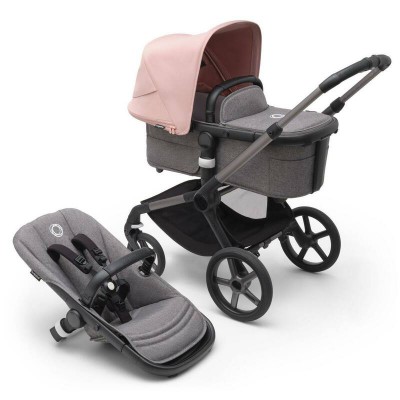 Bugaboo Fox 5 Complete stroller with Morning Pink Canopy Grey or Black Frame