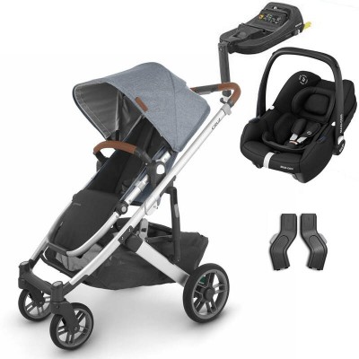 UPPAbaby Vista V2 Blue Melange Gregory+Cabriofix+Base+Adapter Combo, Pick Up In Store Shipping Extra