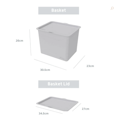 iFam Storage Container Grey with Lid 2 Sets  34.5x27.5x26.5 For Wave Front Book
