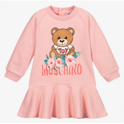 Moschino Baby Girls Pink Logo Dress Size 12M - 3A