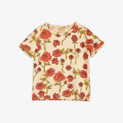 Mini Rodini Roses Short Sleeve T-shirt Red Size 92 - 134cm